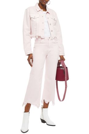 Shop J Brand Cropped Frayed High-rise Straight-leg Jeans In Pastel Pink