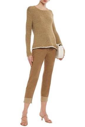 Brunello Cucinelli Cropped Cotton-blend Straight-leg Jeans In Camel