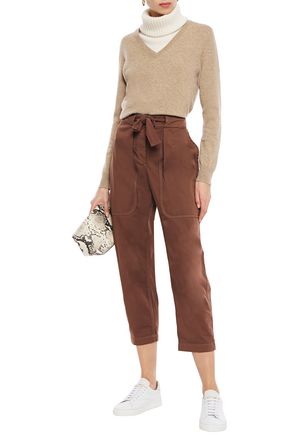 BRUNELLO CUCINELLI CROPPED STRETCH-COTTON TAPERED PANTS,3074457345621934552