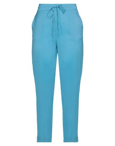 Woman Pants Azure Size 6 Silk, Elastane