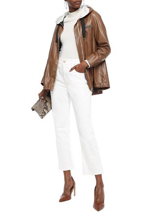 Brunello Cucinelli Bead-embellished High-rise Kick-flare Jeans In White