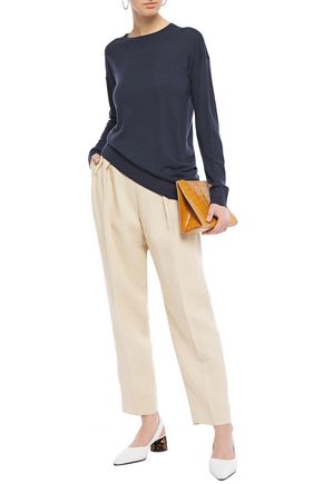 THEORY PLEATED LINEN TAPERED trousers,3074457345622024385