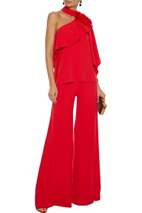 Costarellos Crepe Wide-leg Pants In Red