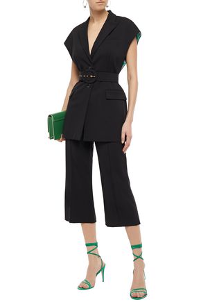 Emilio Pucci Cropped Wool-blend Twill Bootcut Pants In Black