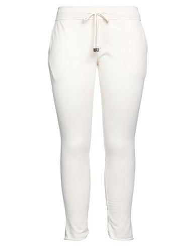 Juvia Woman Pants Ivory Size L Cotton, Polyester In White