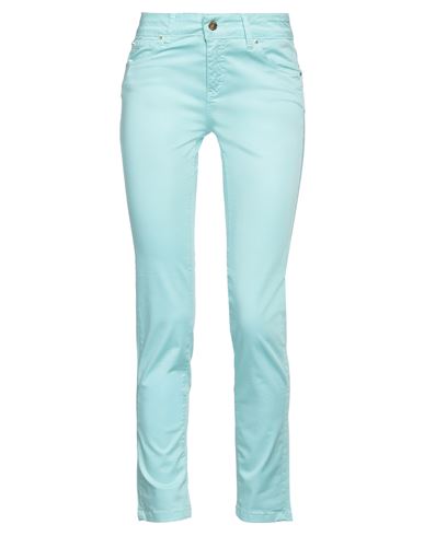 Fly Girl Woman Pants Turquoise Size 24 Cotton, Elastane In Blue