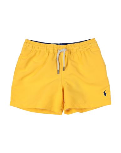 Polo Ralph Lauren Kids'  Traveler Swim Trunk Toddler Boy Swim Trunks Ocher Size 4 Polyester In Yellow