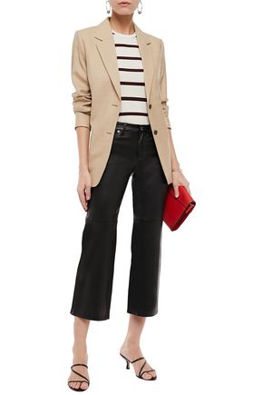 Michael Michael Kors Cropped Stretch-leather Flared Pants In Black