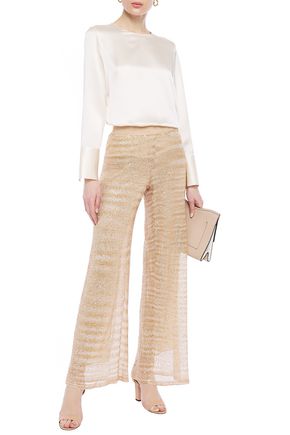 MISSONI SEQUINED OPEN-KNIT FLARED trousers,3074457345622266941