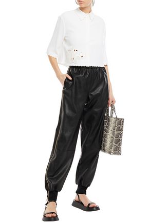 STELLA MCCARTNEY ALICIA ZIP-DETAILED FAUX LEATHER TRACK PANTS,3074457345622241697