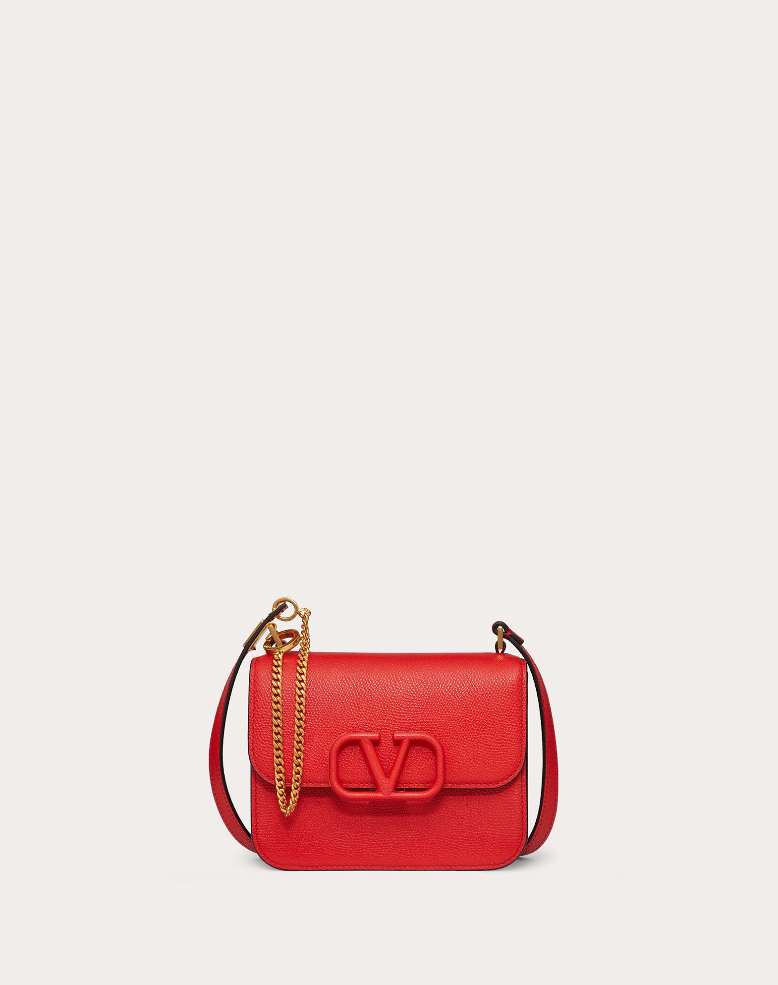 Valentino Garavani Small Vsling Grainy Calfskin Shoulder Bag In Red