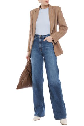 J Brand Monday Faded High-rise Wide-leg Jeans In Mid Denim