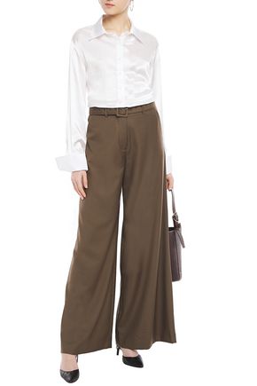 ANNA QUAN MAX BELTED TWILL WIDE-LEG trousers,3074457345622402680