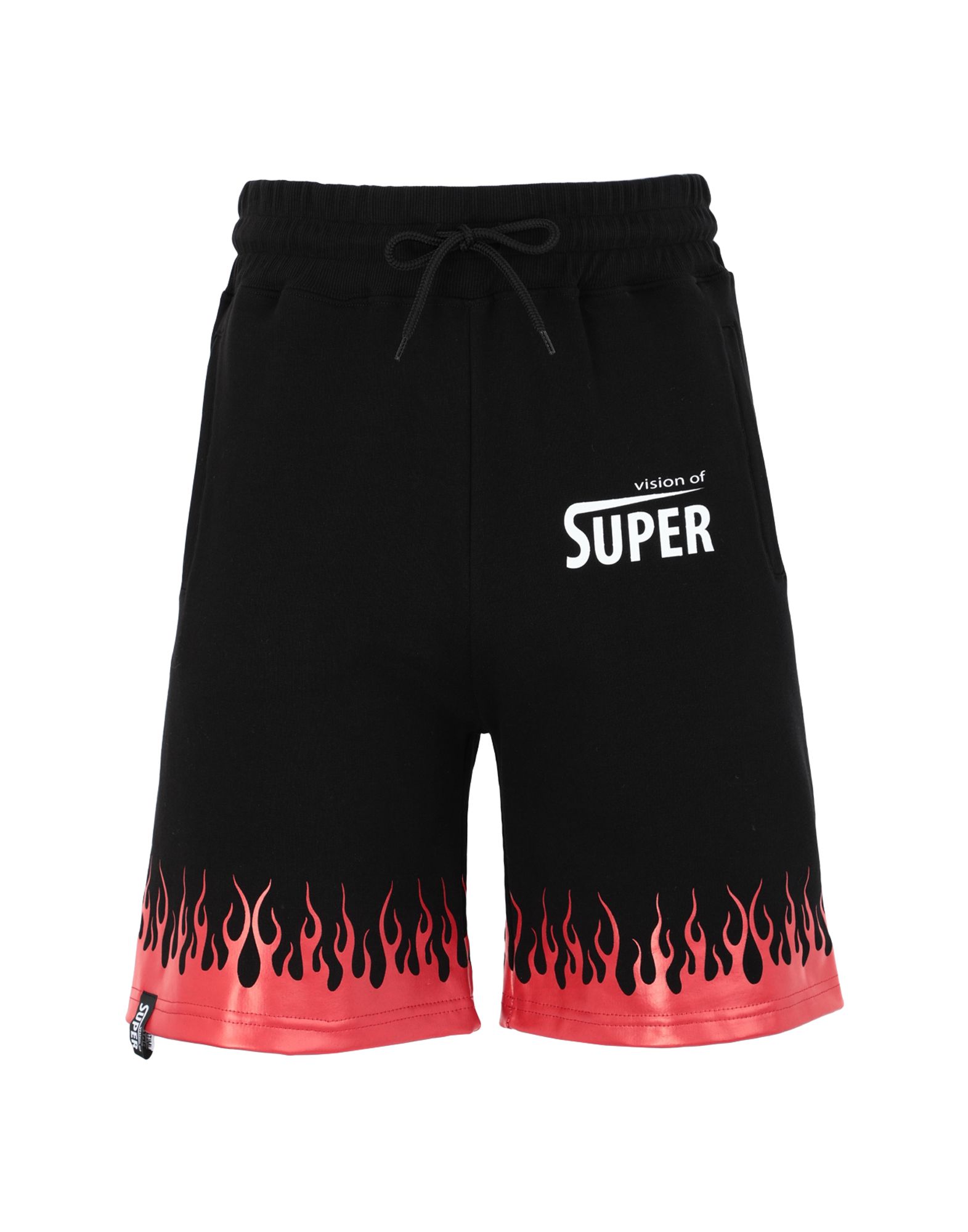 《セール開催中》VISION OF SUPER メンズ バミューダパンツ ブラック S コットン 100% SHORT RED FLAMES