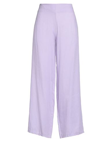 Rossopuro Woman Pants Lilac Size M Linen In Purple