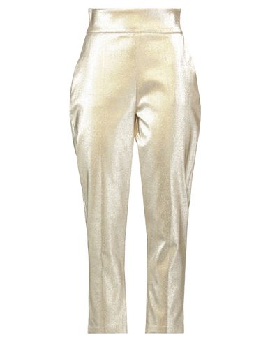 Elisabetta Franchi Woman Pants Gold Size 6 Cotton, Metallic Fiber, Polyester