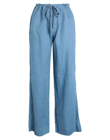 Lauren Ralph Lauren Linen Wide-leg Pant Woman Pants Slate Blue Size 8 Linen