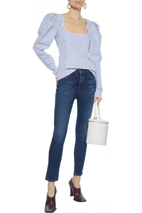 Khaite Kassandra Faded Mid-rise Skinny Jeans In Dark Denim
