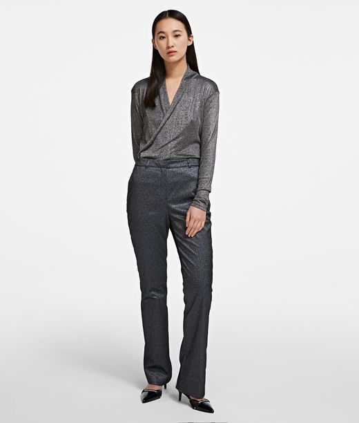 Karl Lagerfeld Donna Pantaloni Smoking Karl Exclusive Gunmetal 61% Poliestere, 26% Poliammide, 13% Fibra Metallica, Taglia: 38