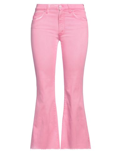 People (+)  Woman Pants Pink Size 24 Cotton, Elastomultiester, Elastane
