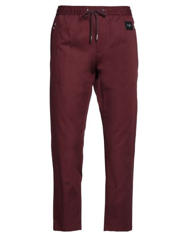 Dolce & Gabbana Man Pants Burgundy Size 38 Cotton, Elastane, Zama, Calfskin In Red
