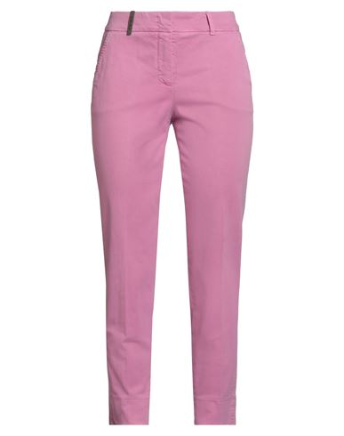 Peserico Icon 4718 Woman Pants Fuchsia Size 12 Cotton, Elastane In Pink