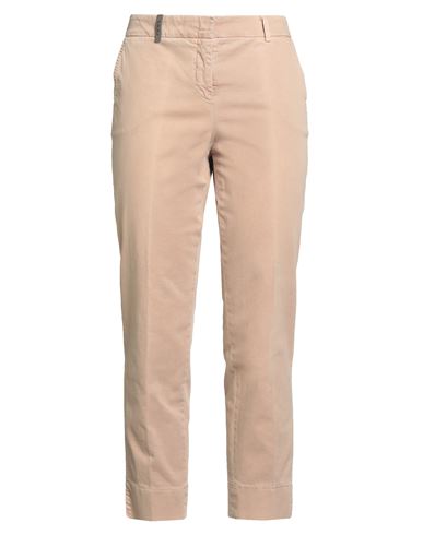 Peserico Woman Pants Light Brown Size 12 Cotton, Elastane In Beige