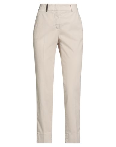 Peserico Icon 4718 Woman Pants Ivory Size 12 Cotton, Elastane In Neutral