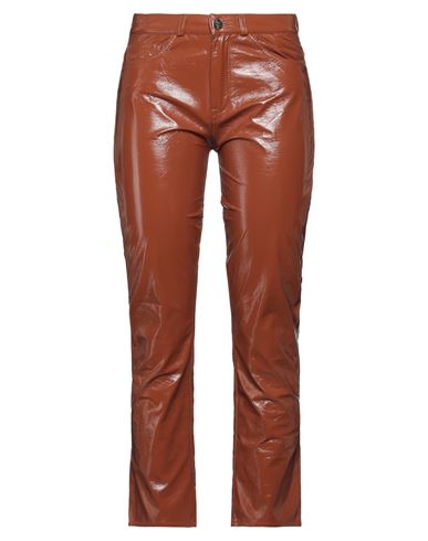 Sfizio Woman Pants Brown Size 10 Polyurethane, Polyester