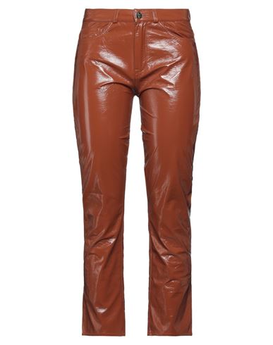 Sfizio Studio Woman Pants Brown Size 10 Polyurethane, Polyester In Brown