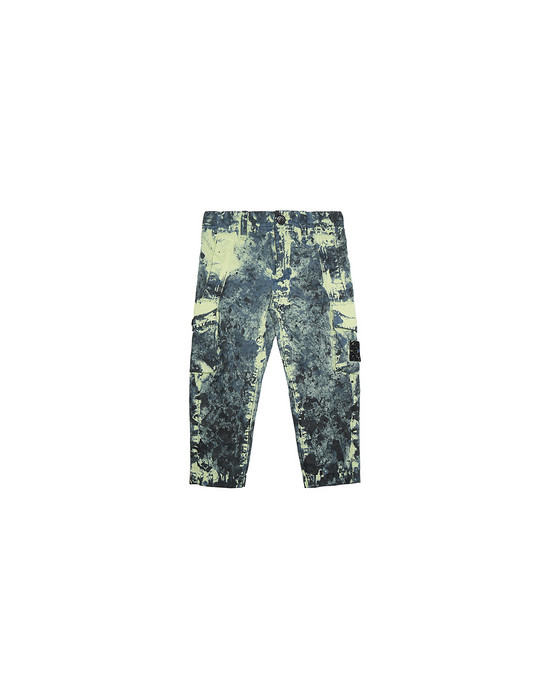 STONE ISLAND JUNIOR 30638 PAINTBALL CAMO COTTON CANVAS Trousers Man Avio Blue