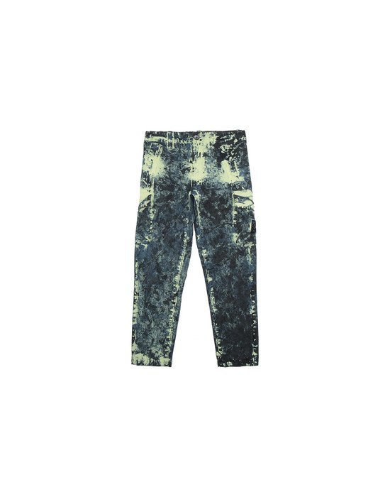 STONE ISLAND JUNIOR 30638 PAINTBALL CAMO COTTON CANVAS Trousers Man Avio Blue