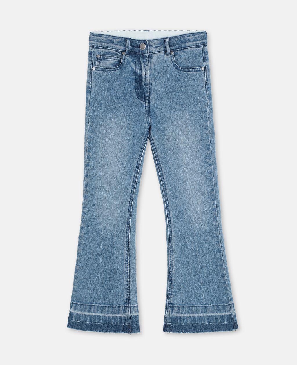 Stella Mccartney Kids Blue Butterfly Patch Flared Denim Trousers