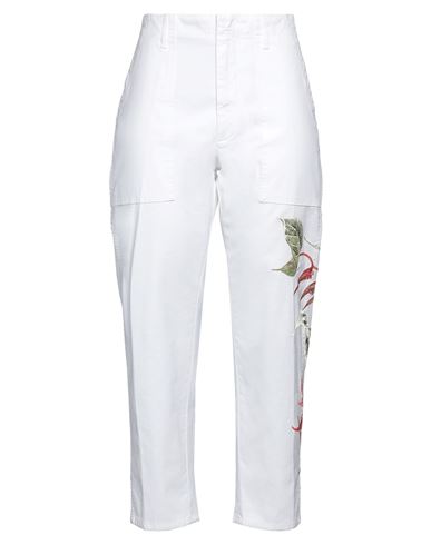 Dondup Woman Pants White Size 28 Cotton, Elastane