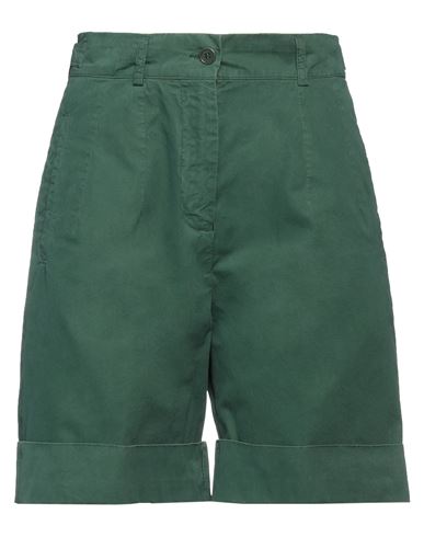 Aspesi Woman Shorts & Bermuda Shorts Dark Green Size 2 Cotton