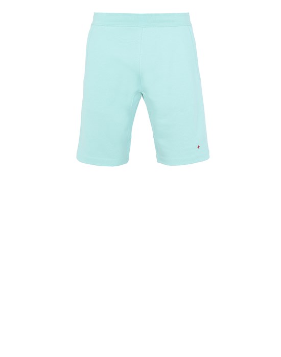  STONE ISLAND 640X2 STONE ISLAND MARINA<br>COTTON/POLYESTER SEAQUAL® YARN FLEECE Fleece Bermuda Shorts Man Aqua