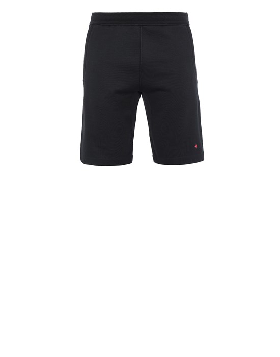  STONE ISLAND 640X2 STONE ISLAND MARINA<br>COTTON/POLYESTER SEAQUAL® YARN FLEECE Fleece Bermuda Shorts Man Black