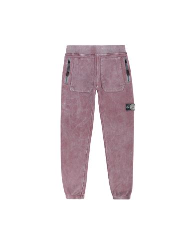STONE ISLAND JUNIOR 60941 DUST COLOUR Fleece Trousers Man Dark Burgundy EUR 209