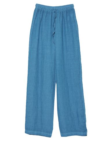 120% Woman Pants Azure Size 2 Linen In Blue