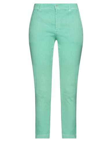 120% Lino Woman Pants Light Green Size 10 Linen, Cotton, Elastane