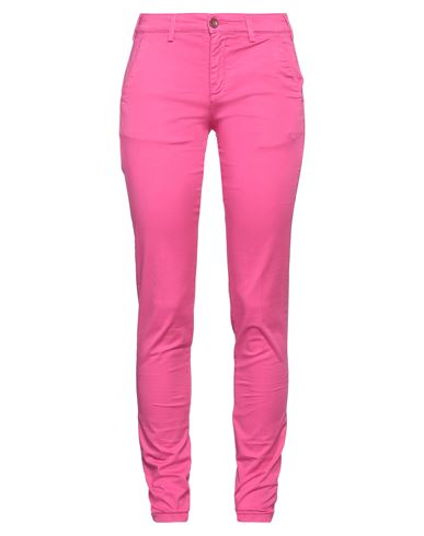 40weft Woman Pants Fuchsia Size 4 Cotton, Elastane In Pink