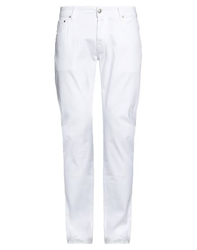 Jacob Cohёn Man Pants White Size 33 Cotton, Elastane, Soft Leather In White