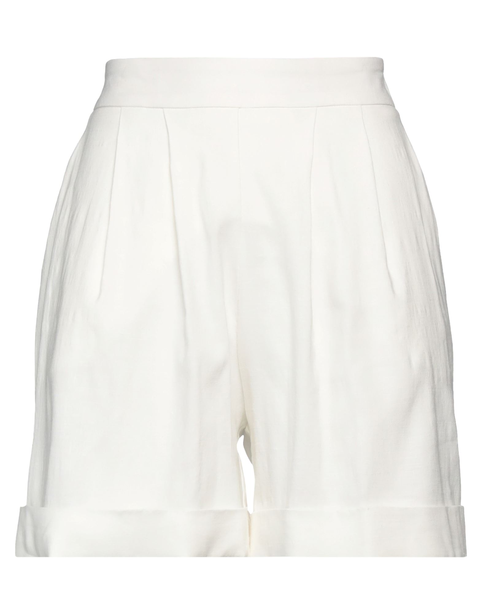 Hebe Studio Woman Shorts & Bermuda Shorts White Size 8 Linen, Viscose, Elastane