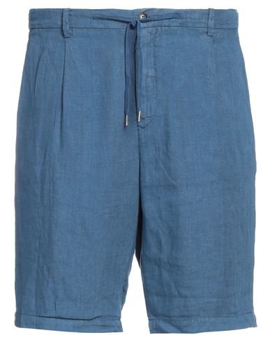 40weft Man Shorts & Bermuda Shorts Navy Blue Size 38 Linen