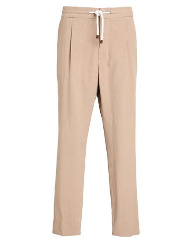 Brunello Cucinelli Man Pants Beige Size 38 Linen In Brown