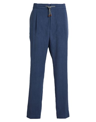 Brunello Cucinelli Man Pants Navy Size 40 Linen In Blue