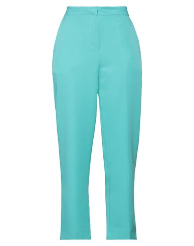 DIXIE DIXIE WOMAN PANTS TURQUOISE SIZE L POLYESTER, ELASTANE