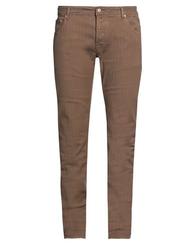 Jacob Cohёn Man Pants Brown Size 38 Cotton, Linen, Elastane