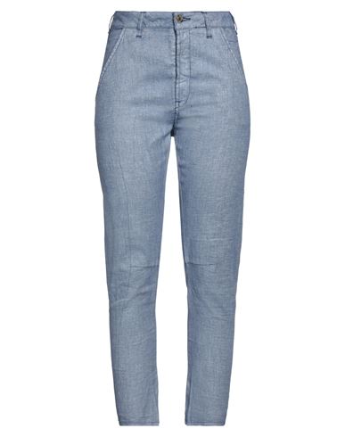 Manila Grace Woman Pants Pastel Blue Size 2 Linen In Blue