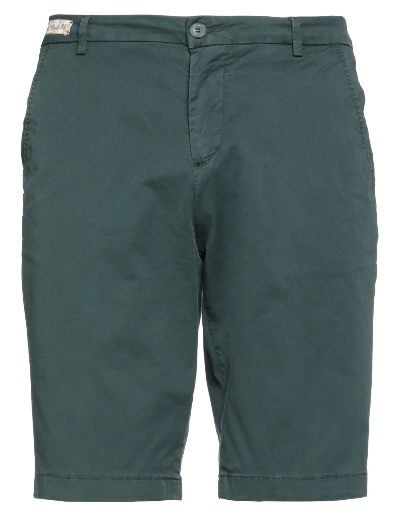 No Lab Man Shorts & Bermuda Shorts Dark Green Size 34 Cotton, Elastane